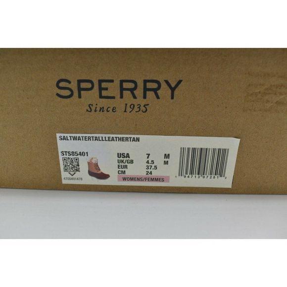 NWB Sperry Womens Size 7 M Saltwater Tall Leather Cozy Tan Duck Boots STS85401 - Picture 11 of 11